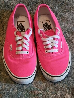 Vans Authentic Neon Hot Pink Low Top Sneakers - Size M 6.5 / W 8